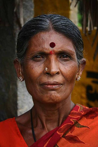 Woman on Southern Indian Woman With Tilaka And Bindi  Click For Image Credit